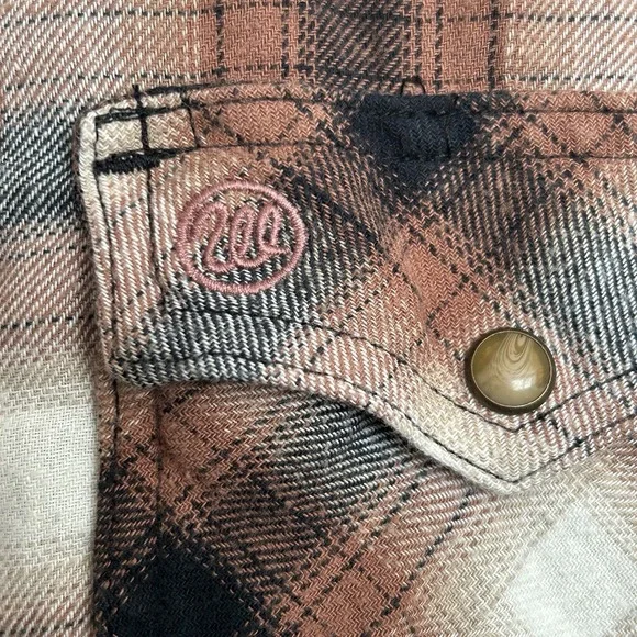 Wrangler‎ Retro Western Shirt Men's M – Brown Plaid, Pearl Snap Buttons, Cotton - Picture 8 of 14